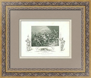 Антикварная гравюра "Битва при Гастингсе"