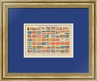 Редкая хромолитография "Флаги морских держав"