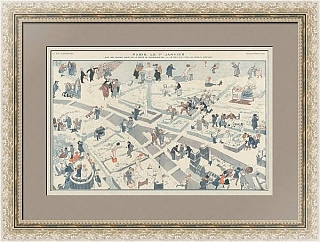 Винтажная французская иллюстрация "Париж, 1 января"