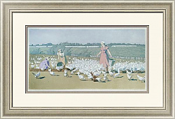 "Птичницы" - оригинальная советская линогравюра