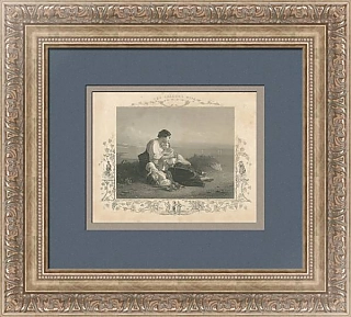 "Жена моряка" - редкая антикварная гравюра