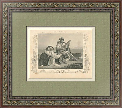 Антикварная гравюра "Семейство неаполитанского рыбака"
