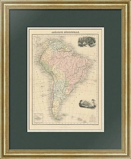 Южная Америка - антикварная карта