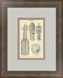 "Маяки" - редкая антикварная гравюра