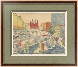 "Улица Горького" - автолитография - оригинал СССР