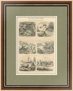 "Охота на тигра в Бенгалии" - оригинальная антикварная гравюра