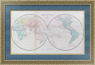Оригинал карты мира в виде двух полушарий