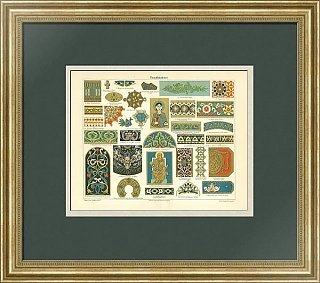 Антикварная хромолитография "Роспись эмалью"