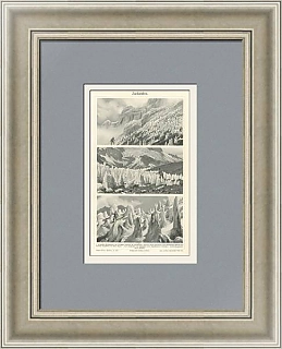 Антикварная офсетная литография "Ледники. Фирновые поля"