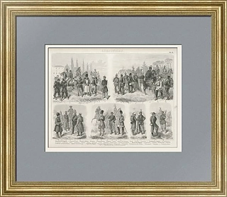 "Армейское обмундирование" - старинная гравюра