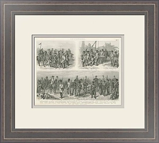 Антикварная гравюра "Военная форма XIX века"