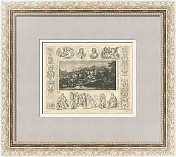 Антикварная гравюра "Битва при Гранике"