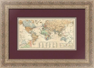 Карта всемирной телеграфной сети - редкий антикварный подарок