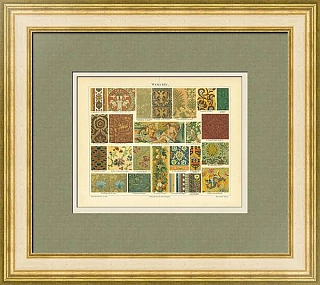 Антикварная хромолитография "Орнаменты. Барокко. Европа и Азия"