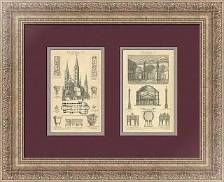 "Романский архитектурный стиль" - редкие антикварныя гравюры