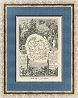 Антикварная Карта "Департамент Лозер, Франция"