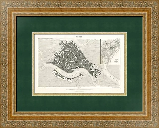 Антикварный План Венеции с лагуной - оригинальный вип подарок