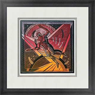 Оригинальная линогравюра "Астронавт"