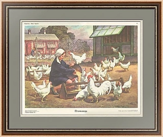 Винтажный советский плакат "Птичница"