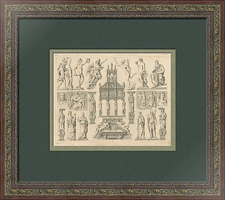 Антикварная гравюра "Скульптуры эпохи Возрождения"