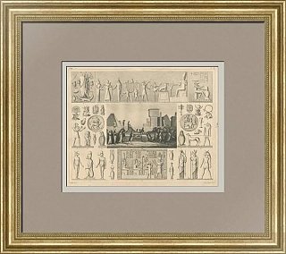 Антикварная гравюра "Древнеегипетская мифология"