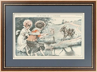 "Удовольствия сельской местности" - антикварная иллюстрация