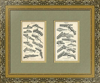 Редкие гравюры "Охотничьи ружья", Энциклопедия Майера, Германия