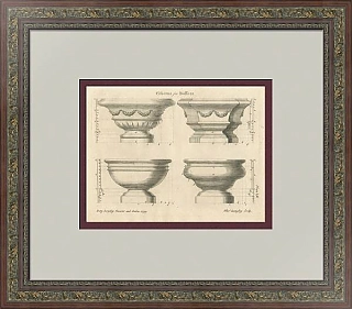 Антикварная гравюра "Декоративные вазоны"