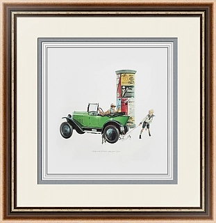 Оригинальный эстамп "Opel - Laubfrosch - Baujahr 1924". Серия «Ветераны Опеля»