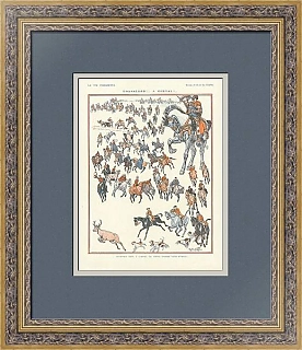 Антикварная страница "Конная охота", Франция