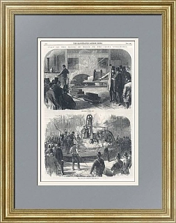 "Визит Принца Уэльского на сталелитейный завод" - антикварная гравюра