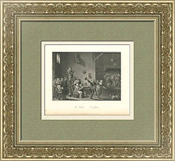 "Скрипач в таверне" - оригинальная старинная гравюра