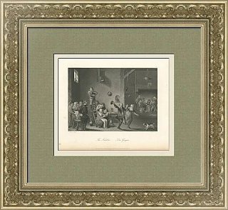 "Скрипач в таверне" - оригинальная старинная гравюра