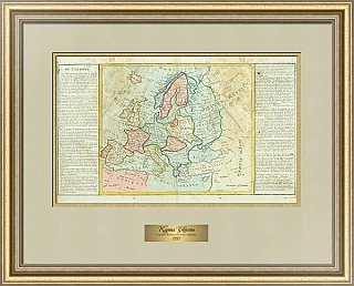 Антикварная Карта Европы, Франция, 1787 г.