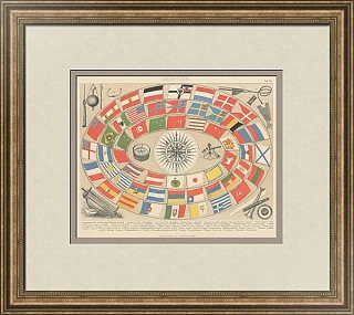 Антикварная гравюра "Морские флаги" - редкий подарок