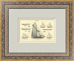 "Парусный спорт" - редкая антикварная гравюра