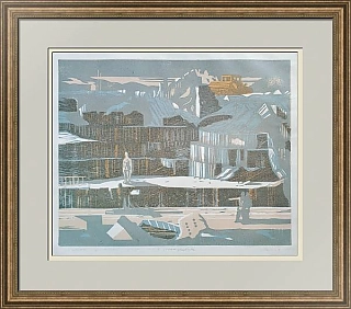 "Мраморный карьер" - оригинальная линогравюра СССР