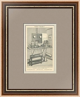 Старинная гравюра "Беспроводной телеграф"