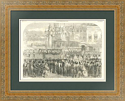 "Россия. Коронация. Процессия у Кафедрального Собора" - редкая антикварная гравюра