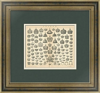 "Короны"- Оригинальная гравюра - Антикварный подарок