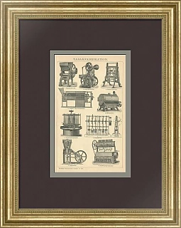 "Производство табака" - оригинальная антикварная гравюра