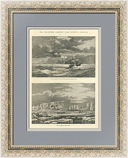 "Научная океанографическая экспедиция «Челленджер»" - антикварная гравюра