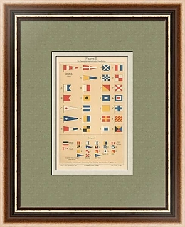 "Сигнальные морские флаги" - антикварная хромолитография