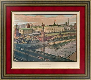 "Москва. Кремль" - редкая советская линогравюра