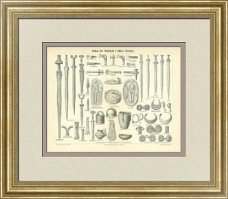 Антикварная гравюра "Культура Железного века"