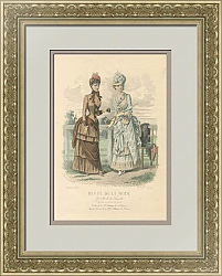 Антикварная страница модного журнала "Повседневные платья"