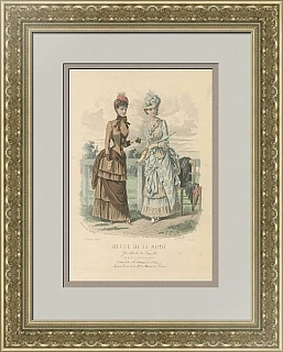 Антикварная страница модного журнала "Повседневные платья"