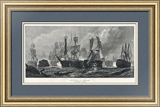 "Трафальгарское сражение" - редкая гравюра - антикварный подарок