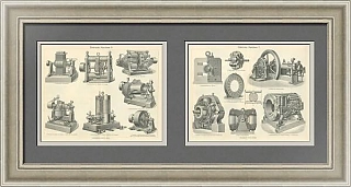 Антикварные гравюры "Электрические машины"