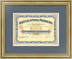 Оригинальная акция «Société des appareils Magondeaux» (электротехника)